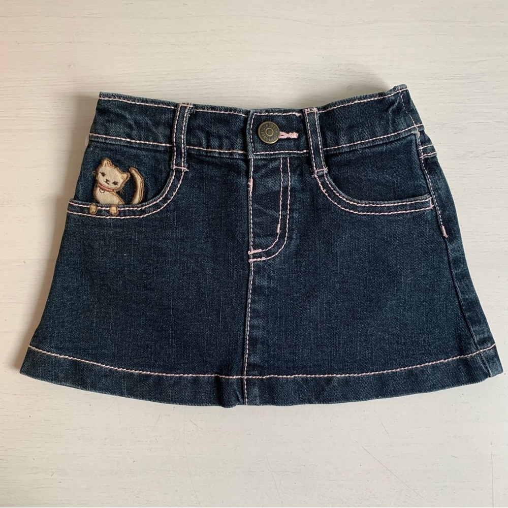 Gymboree Denim Kitten Embroidery Skirt with Diaper Cover 18-24m NWOT
